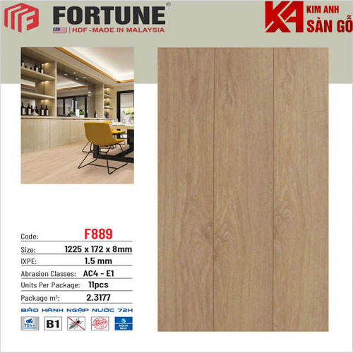 Sàn Gỗ Công Nghiệp 8MM FORTUNE-F889